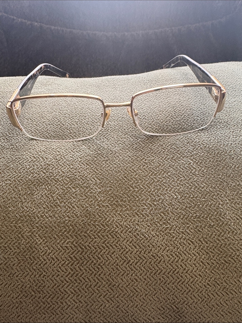 Versace Gold Rectangular Eyeglass Frames